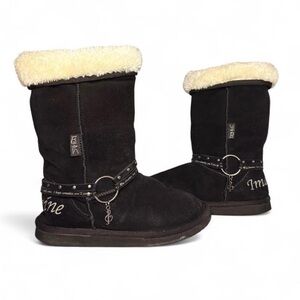 Vintage 1990s Lyric Culture John Lennon Imagine Music Faux Suede Boots W O-Ring